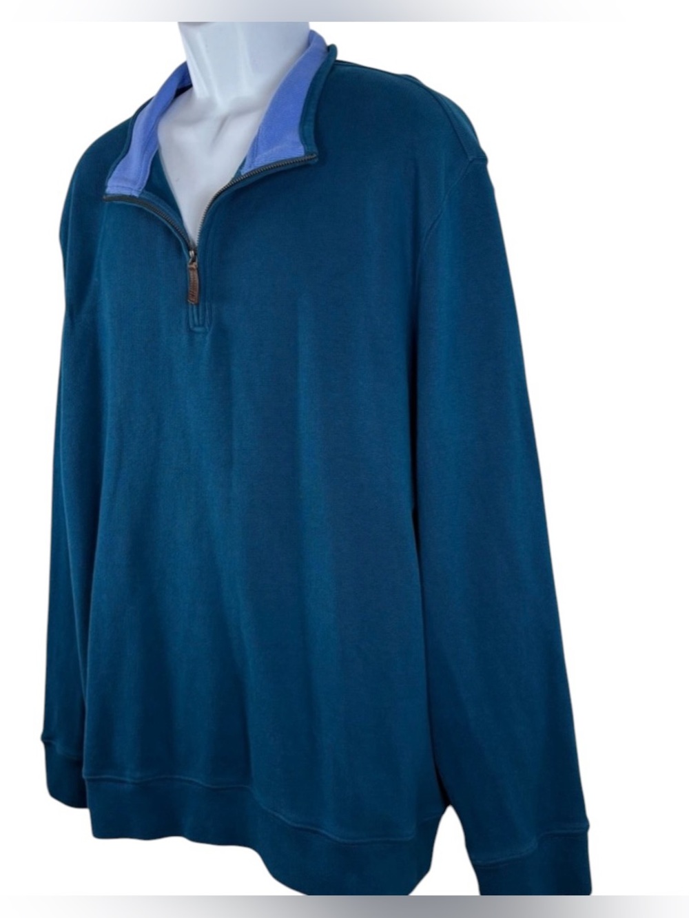 Lands' End Men's Blue Quarter Zip Pullover Sweater SzXXL Preppy Casual Staple - Picture 2 of 12